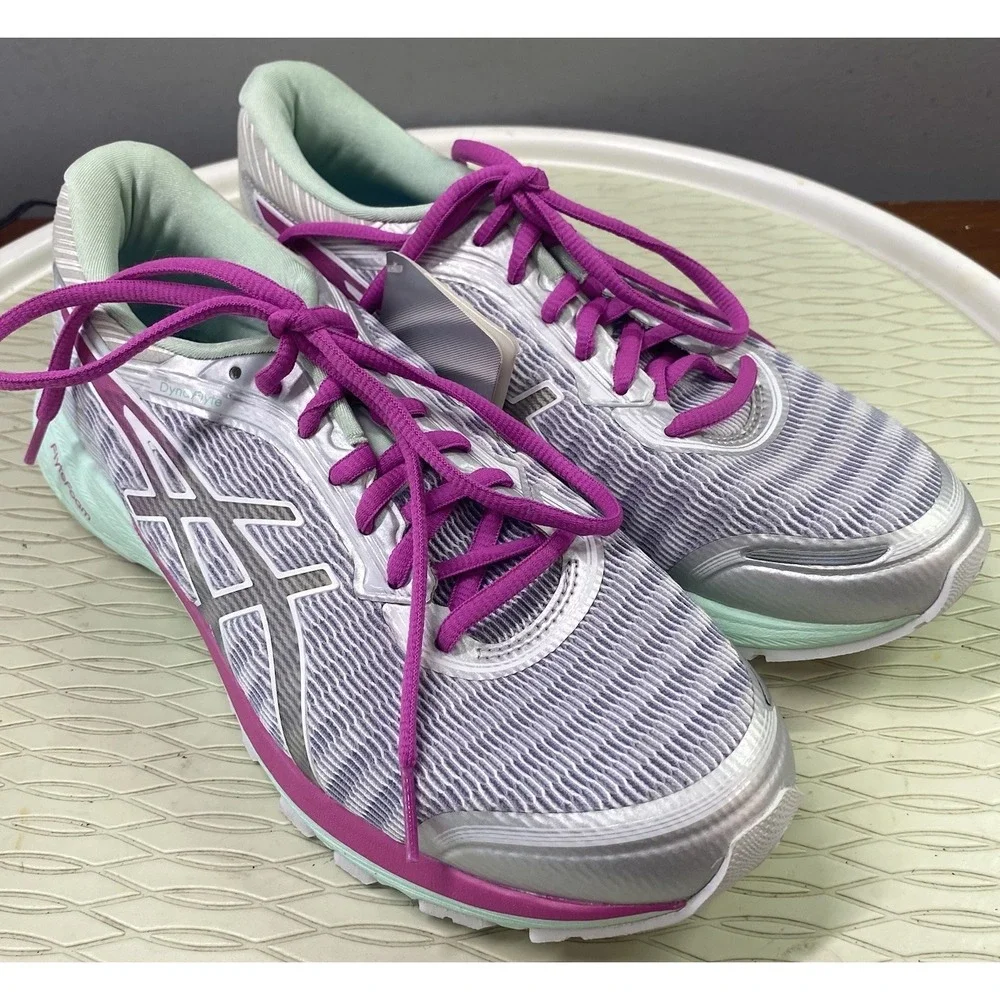 ASICS Dynaflyte Womens Running  Cross Training Sneaker White/Pink/Mint Sz.8 NWOB